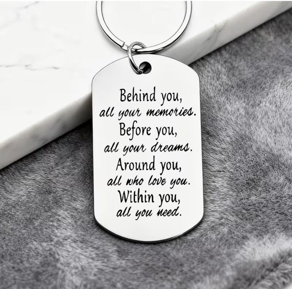 3/$25 Behind You All Your Memories Stainless Steel Keychain NEW